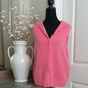 Christopher & Banks Pink Sweater Vest w/Full Zip Size Medium